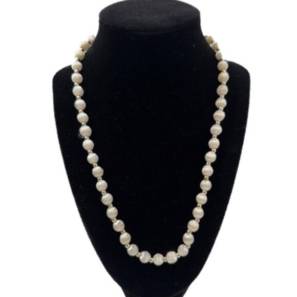 WHITE SILK THREAD Beaded Necklace - Picture 1 of 6